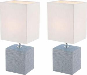 Set di 2 lampade da tavolo, corpo in Vetroceramica grigia, paralume in tessuto bianco, altezza 29 cm