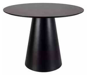 Tavolo Angel rotondo Ø100 cm effetto marmo grigio con struttura nero opaco
