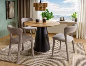 Tavolo Angel rotondo in MDF laccato nero opaco e piano in MDF con impiallacciatura naturale rovere – Ø120 cm