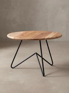 Tavolino da salotto 60x39,5x60 cm in legno massello di acacia / metallo Tavolino da divano, tavolino da salotto di design rotondo, tavolino da caffè massiccio, tavolino da salotto