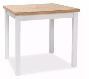 Tavolo Adam in MDF bianco opaco e piano laminato effetto rovere Lancelot – 80x80 cm