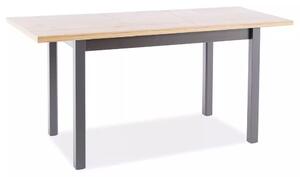 Tavolo Adam estensibile in MDF nero opaco e piano laminato effetto rovere Artisan – 120-160x68 cm