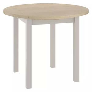 Tavolo Adam rotondo in MDF color cashmere e piano laminato effetto rovere Cremona Torro – Ø80 cm