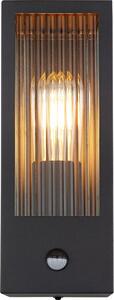 Applique da esterno a LED, nero, vetro, rilevatore di movimento, H 32 cm