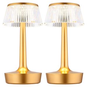 2x Lampada da tavolo a LED, ottone, effetto cristallo, touch, dimmer