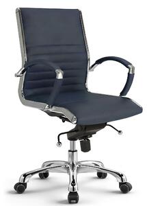 VERSEE Montreal sedia da ufficio in pelle blu scuro - sedia da scrivania ergonomica, comoda sedia girevole per l'ufficio di casa, imbottitura di alta qualità, portata fino a 150 kg