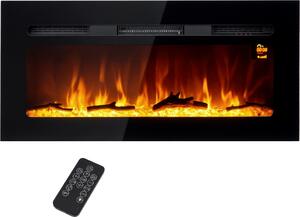 Camino elettrico HOMCOM con effetto fiamma a LED, camino da parete da 1800 W con cristalli