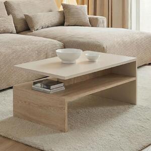 Tavolino PAULINA 90 x 60 cm, cashmere/rovere Cremona - Tavolino da salotto moderno con pratico ripiano, tavolino da divano in robusto materiale derivato dal legno, tavolino dal design minimalista