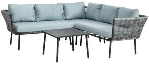 Set da giardino in rattan Outsunny, composto da 4 pezzi, con divanetto imbottito e cuscini, ideale per balconi, realizzato in alluminio