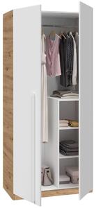 Armadio per bambini Noa, dimensioni 90x200x52 cm, bianco/effetto legno di quercia