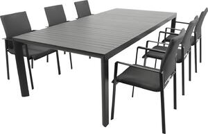 Set DEGAMO LAGOS XL da 7 pezzi, alluminio + tessuto sintetico grigio scuro