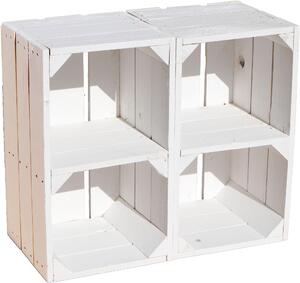 Set da 2 contenitori da scaffale "Hilde" bianchi con ripiano centrale