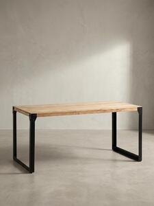 Tavolo da pranzo 180x90x76 cm in legno massello di acacia Tavolo da pranzo industriale in metallo, tavolo da cucina con gambe in metallo, tavolo in legno grande, tavolo da pranzo rettangolare