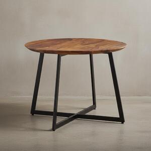 Tavolino da salotto 60x60x45 cm in legno massello di sheesham / metallo Tavolino rotondo, tavolino da salotto di design Tavolino da caffè massiccio, tavolino piccolo Tavolino da salotto moderno