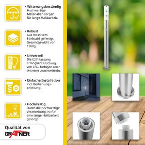 Grafner XXL lampada da sentiero in acciaio inox con rilevatore di movimento, altezza: 110 cm, 1x presa E27, IP44, lampada da sentiero lampada da giardino lampada da giardino lampada da terra per esterni lampada da bitta