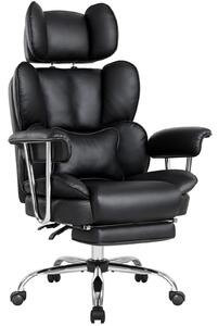 Sedia da ufficio IWMH, sedia direzionale ergonomica con bracciolo, sedia per computer regolabile in altezza con poggiatesta e poggiapiedi, sedia da scrivania per ufficio - Nero