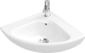 Lavabo angolare da appoggio Villeroy & Boch, serie O.novo, finitura bianca alpin, lunghezza del piano di appoggio 415 mm, codice prodotto 73274001