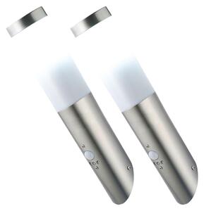 Set da 2 lampade da parete a LED con sensore di movimento, acciaio inossidabile, H 41 cm