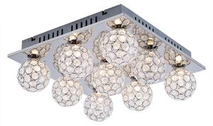 Lampada da soffitto a 9 luci, metallo cromato, 37x37x14 cm