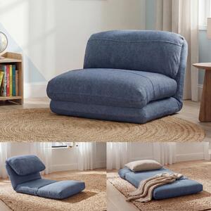 Divano letto MCW-E68, divano letto funzionale poltrona pieghevole poltrona reclinabile, tessuto/tessuto ~ azzurro