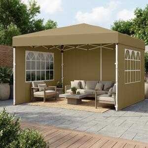 SONGMICS Tenda pieghevole 3 x 3 m, con pareti laterali, stabile, portatile, gazebo per giardino, cortile, mercato, protezione solare, beige