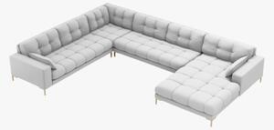 Divano angolare Mamaia 7 posti in tessuto Bouclé gambe oro - L327 cm