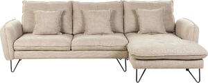 BELIANI Divano angolare beige rivestito in ciniglia gambe in metallo schienale regolabile cuscini extra design moderno