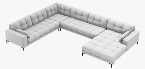 Divano angolare Mamaia 7 posti in tessuto Bouclé gambe nere - L327 cm