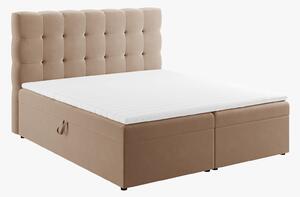 Letto boxspring Mamaia in velluto Bluvel con contenitore e testiera – 160×200 cm