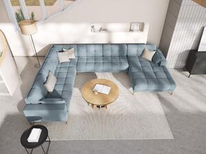 Divano angolare Mamaia 7 posti in velluto Bluvel gambe oro - L327 cm