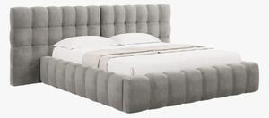 Letto matrimoniale Mamaia in tessuto Bouclé con contenitore e testiera doppia - 160x200 cm