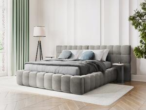 Letto matrimoniale Mamaia in velluto Bluvel con contenitore e testiera doppia - 200x200 cm