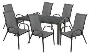 Set da giardino, composto da 5 pezzi, dimensioni 160x90 cm, realizzato in WPC (legno-plastica composita), colore antracite/grigio