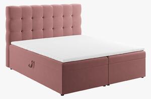 Letto boxspring Mamaia in velluto Bluvel con contenitore e testiera - 140x200 cm