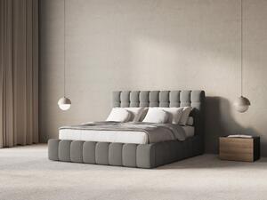 Letto matrimoniale Mamaia in velluto Bluvel con contenitore e testiera - 140x200 cm