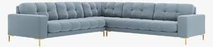 Divano angolare simmetrico Mamaia in velluto Bluvel gambe oro – L256 cm