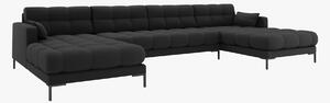 Divano angolare Mamaia 6 posti in velluto Bluvel gambe nere – L383 cm