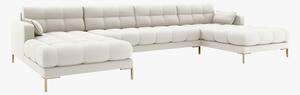 Divano angolare Mamaia 6 posti in velluto Bluvel gambe oro – L383 cm