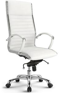 VERSEE Montreal sedia direzionale in pelle bianca - sedia da scrivania ergonomica, sedia da ufficio imbottita di con schienale alto, stabile fino a 150 kg di carico