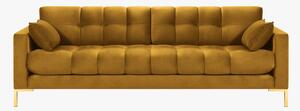 Divano 4 posti Mamaia in velluto Bluvel gambe oro – L217 cm