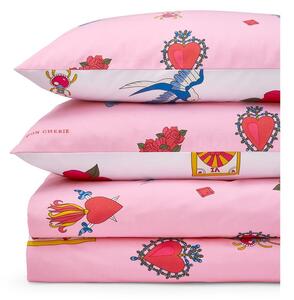 Set copripiumino e federa bianco e rosa in cotone per letto matrimoniale 200x200 cm Mon Coeur – Their Nibs