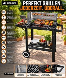JW Barbecue rettangolare mobile Barbecue mobile Carrello barbecue 2751 nero