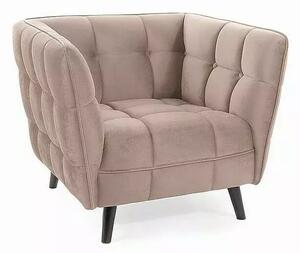 Poltrona Castello 1 in velluto beige - Blu28/wenge
