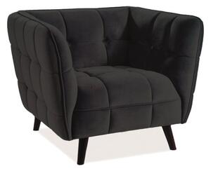 Poltrona Castello 1 in velluto nero - Blu19/wenge