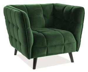 Poltrona Castello 1 in velluto verde - Blu78/wenge