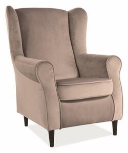 Poltrona Baron in velluto beige - Blu28/wenge