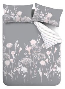 Set copripiumino e federa grigio per letto singolo 135x200 cm Meadowsweet Floral – Catherine Lansfield