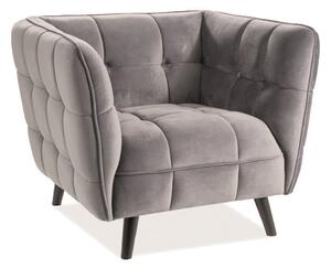 Poltrona Castello 1 in velluto grigio - Blu14/wenge