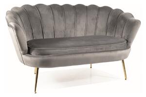 Divano Camelia 2 in velluto grigio - Blu14/oro