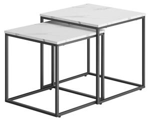 Tavolino Da Salotto - Leobert - Marmo/Gambe Nere - 50 X 50 X 50,5 Cm - Set Da 2